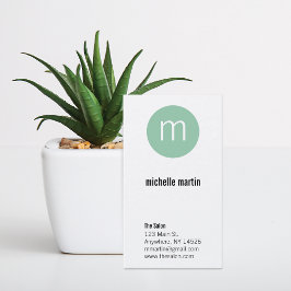 Modern Mint Circle Monogram Hair Stylist Visitkort