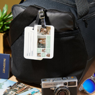 Modern Mint Collage Photo Pappa Best Gift Bagagebricka