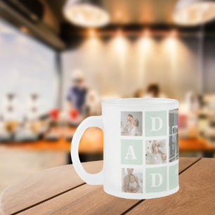 Modern Mint Collage Photo Pappa Best Gift Frostad Glasmugg