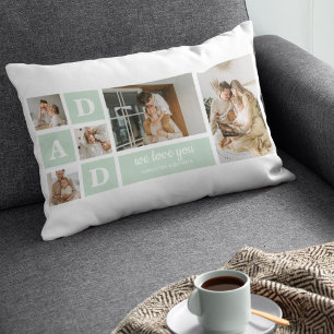 Modern Mint Collage Photo Pappa Best Gift Lumbarkudde