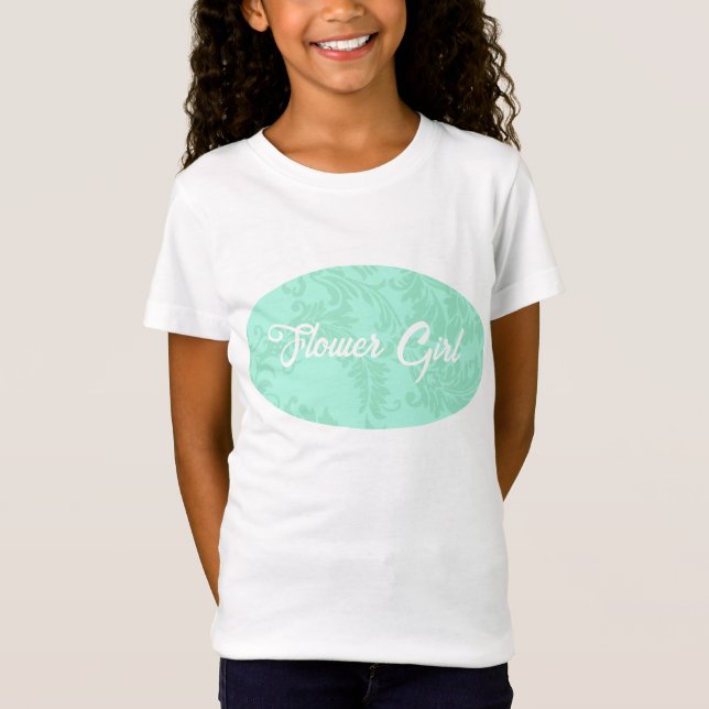 Modern Mint Damask Wedding Customize T-shirt (Framsida)