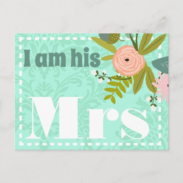 Modern Mint Damask Wedding Inbjudan (Framsida)