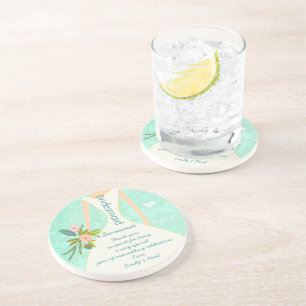 Modern Mint Damask Wedding Inbjudan Underlägg Sandsten