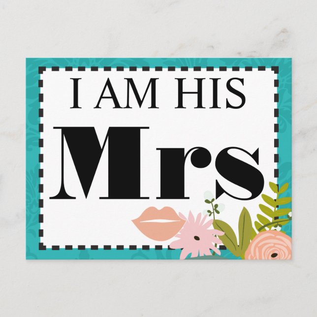 Modern Mint Damask Wedding Inbjudan Vykort (Framsida)