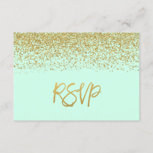 Modern Mint Faux Guld Glitter OSA Kort