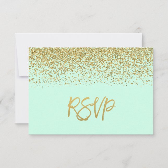Modern Mint Faux Guld Glitter OSA Kort (Framsida)