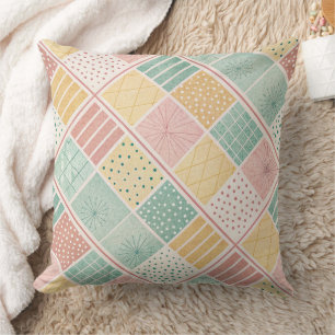 Modern Mint Geometrisk Polka Dot Plaid Mönster Kudde