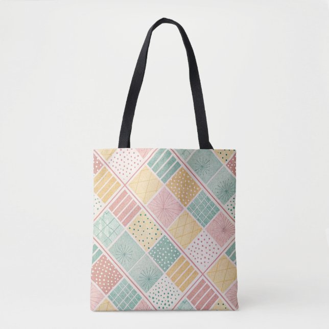 Modern Mint Geometrisk Polka Dot Plaid Mönster Tygkasse (Framsida)