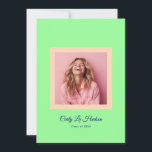 Modern Mint Green Peach High School Photo Grad Meddelande<br><div class="desc">Part of Grad Collection - Add your custom matching envelope, stickers, and more Announce your graduate’s achievement with simple Pastel Minimal High School Photo Grad Frame on this graduation announcement card. Featuring a modern photo layout and clean typography, this design is perfect for high school graduates celebrating the Class of...</div>