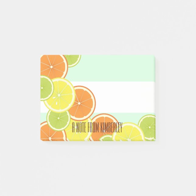 Modern Mint Grönt Citrus Fruit Slices Post-it Block (Framsida)