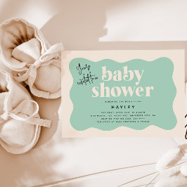 Modern Mint Grönt & Cream Baby Shower-inbjudan Inbjudningar