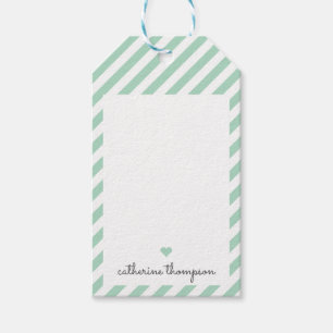 Modern Mint-Grönt Heart Girly Cute Feminine-skrip Presentetikett