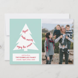 Modern Mint Grönt Julgran med Anpassningsbar Photo Julkort