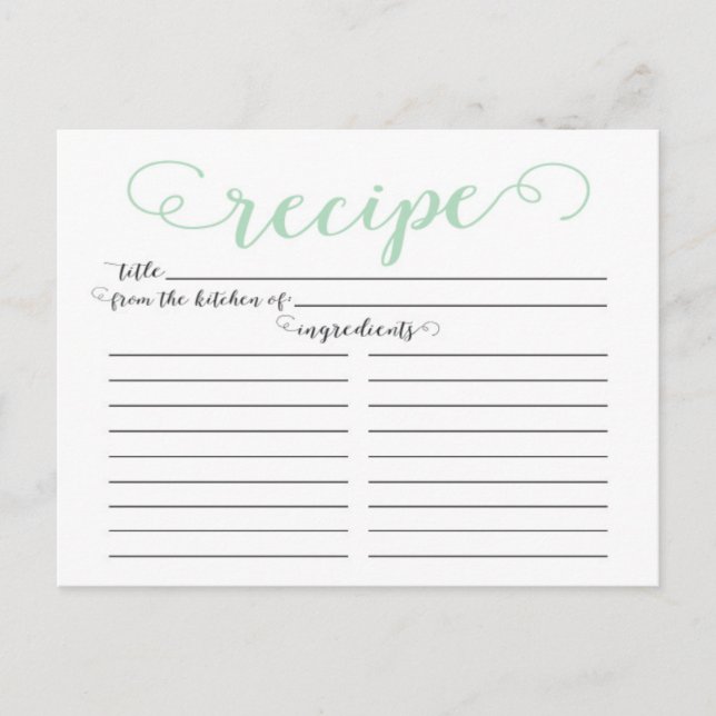 Modern Mint Grönt Möhippa  Rececification Card Vykort (Framsida)
