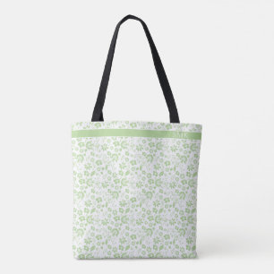 Modern Mint Grönt Tropical Flowers Monogram Tygkasse