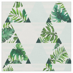 Modern Mint-Grönt Tropical Triangles Mönster Tyg