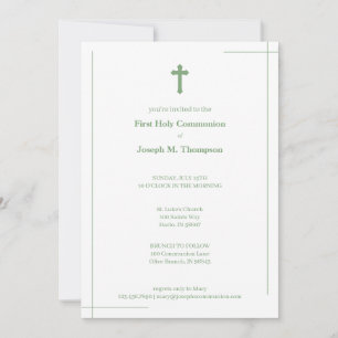 Modern Mint Grönt & White First Heliga Communion Tack Kort
