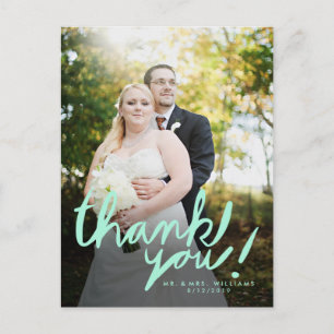 Modern Mint Handwrite Photo Tack-vykort Vykort