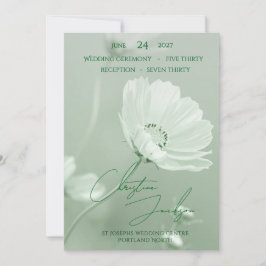 Modern Mint Mjuk Blommig Skript Typografi Bröllop  Inbjudningar
