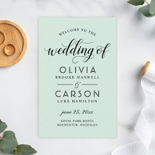 Modern Mint- och Black Script-Bröllopsprogram