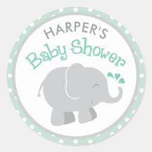 Modern Mint och Grått Elephant Baby Shower