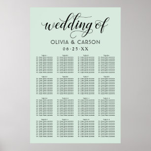 Modern mint- och svart bröllop med script poster