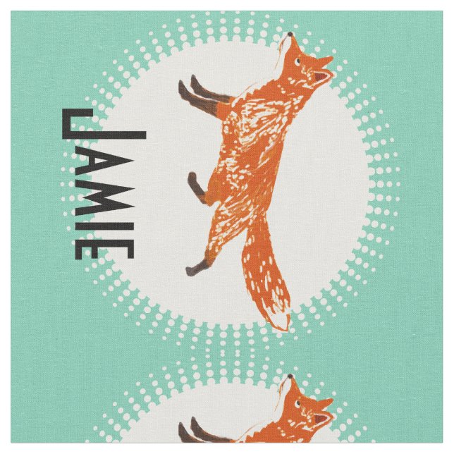 Modern Mint Personlig Fox Tyg (Närbild)
