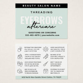Modern Mint Simple Eyebrow Threading Aftercare Visitkort