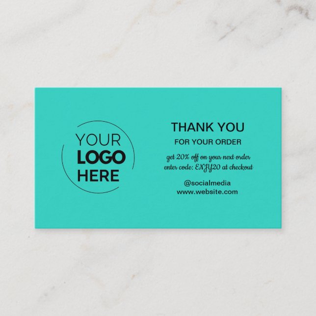 Modern Mint-Tack för minimal Logotyp Visitkort (Framsida)