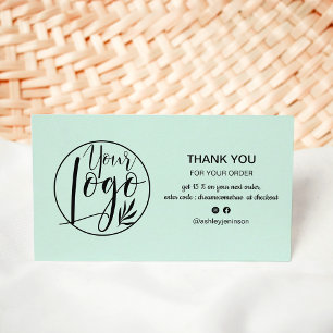 Modern mint teal minimalist logotyp tack visitkort