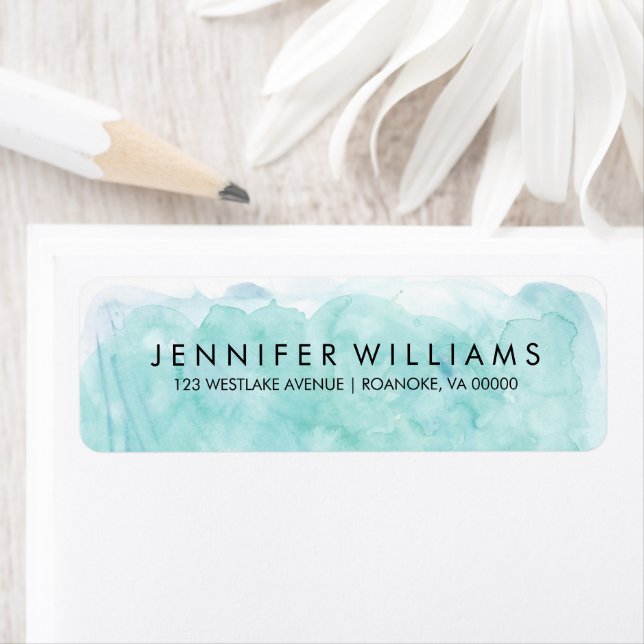 Modern Mint Watercolor Returadress Etikett (Insitu)