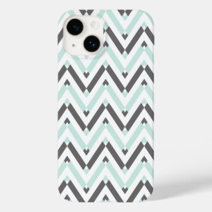 Modern Mint White Grått Geometric Chevron Design C