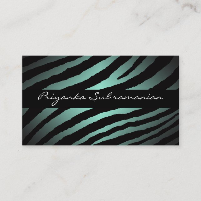 Modern Mint Zebra Professionell Affärskort Visitkort (Framsida)