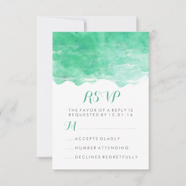 Modern mintgrön akvarell | Bröllops-RSVP OSA Kort (Framsida)