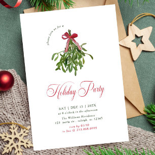 Modern Misteltoe Julfestlig Festlig Röd Båge Julen Inbjudningar