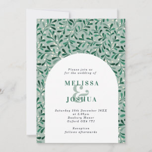 Modern Mistletoe Arch Winter Wedding Inbjudningar