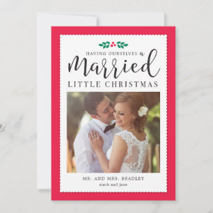 Modern Mistletoe Newlyed Helgdag Card Julkort