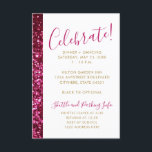 Modern Mitzvah-mottagning för shock rosa i Glitter Tilläggskort<br><div class="desc">Inbjudan till Bat mitzvah mottagningsinbjudan för Deep Glitter Gnistra Rand Modern och Minimalist Girly Infoga kort har skarp rosa och guld med kursivt trendig och en ombre övertoning över Shock rosa glitter på baksidan av kortet med ljusare och mörkare fuchsia mönster rosa glitter mönster. Hitta den koordinerande inbjudningssvit och dekorobjekt...</div>