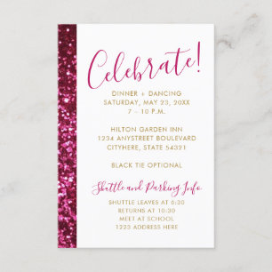 Modern Mitzvah-mottagning för shock rosa i Glitter Tilläggskort