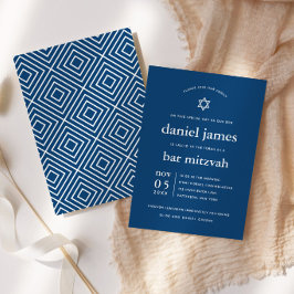Modern Mitzvah Navy Blue with Star of David Inbjudningar
