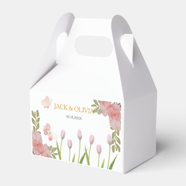 Modern mjuk blommigt för rosa och fjäril Sommar Br Presentaskar (Framsidan Sidan)