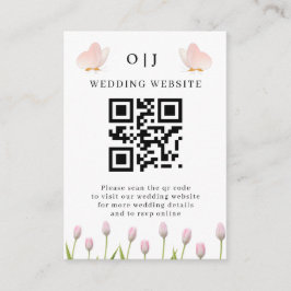 Modern mjuk rosa blomster & fjäril Sommar Bröllop Tilläggskort