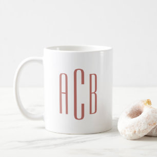 Modern Mjuk Terrakotta Trefaldig Monogram Kaffemugg