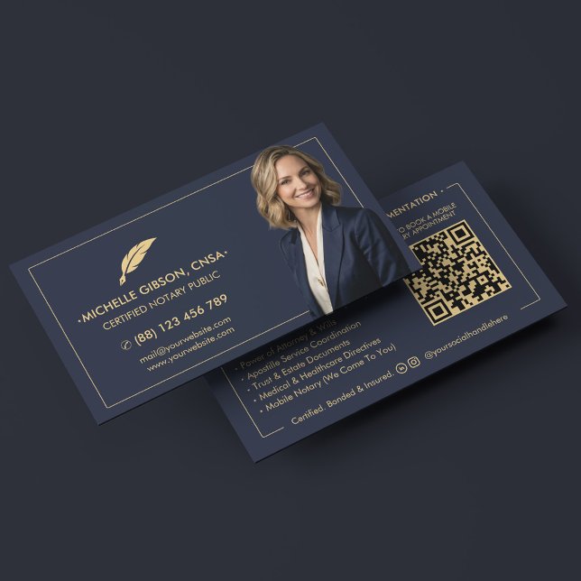 Modern Mobil Notarius Publicus Underskriftsagent N Visitkort (Modern Mobile Notary Public Signing Agent Navy Business Card
)