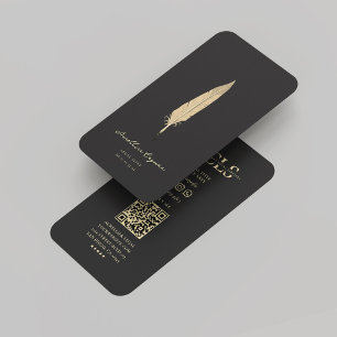 Modern Mobile Notary Legal Black Guld Quill Visitkort
