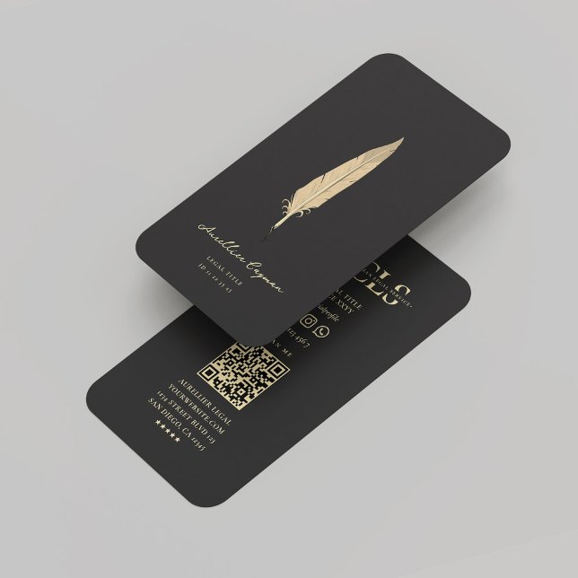 Modern Mobile Notary Legal Black Guld Quill Visitkort (Modern Mobile Notary Legal Black Gold Quill Business Card
)