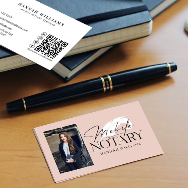 Modern Mobile Notary Photo QR-kod Visitkort (Skapare uppladdad)