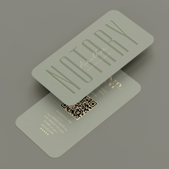 Modern Mobile Notary Public Sage QR-kod Visitkort (Modern Mobile Notary Public Sage QR Code Business Card
)