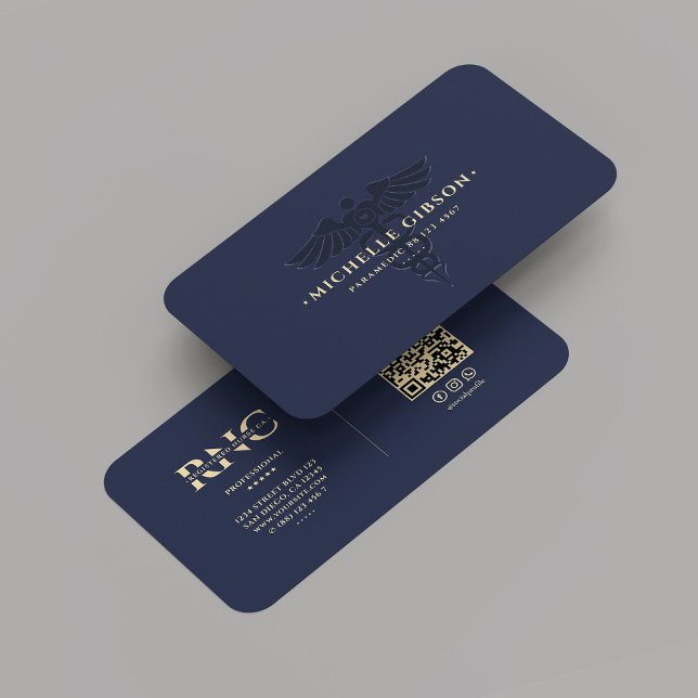 Modern Mobile Nurse Monogram Caduceus Blue Visitkort (Modern Registered Nurse Professional Paramedic Monogram Caduceus Blue Business Card
)