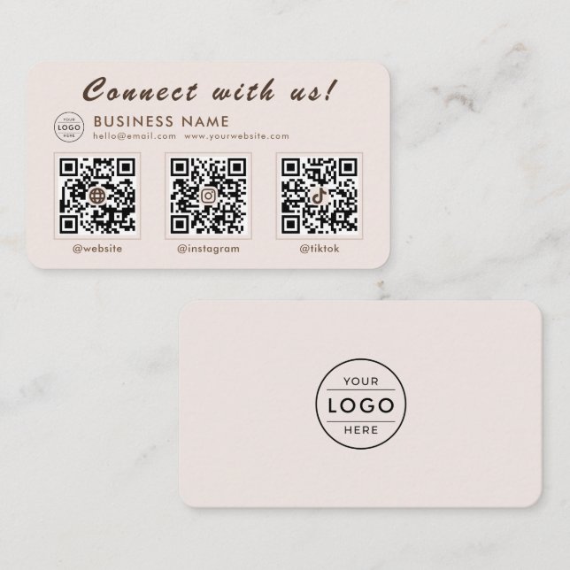 Modern Mocha 3 QR-kod Multi Social Visitkort (Fram/baksida)